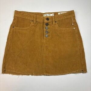 Tan Corduroy Mini Skirt Frayed Raw Hem Indigo Rein Womens 3/25‎